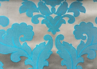 Best Navy Floral Woven Jacquard Fabric , Teal Jacquard Fabric Decorate for sale