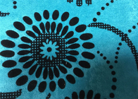 China Blue Flower Flocked Fabric , Flock Print Fabric 100% Polyester distributor