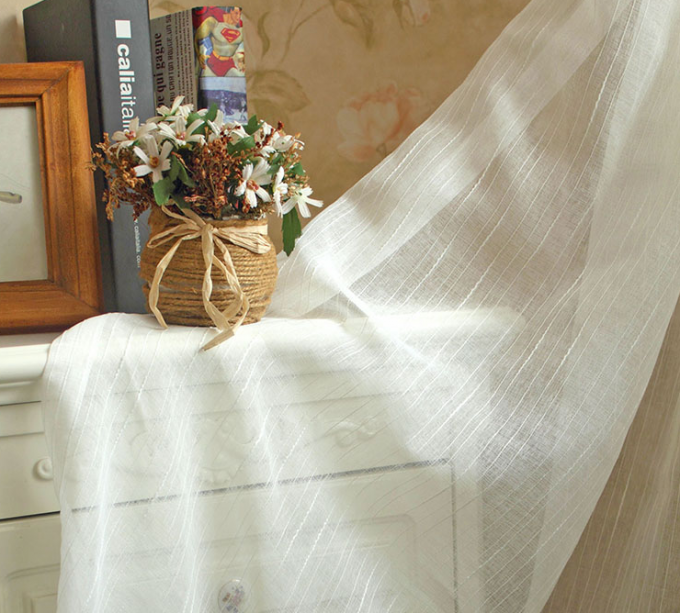 Upholstery White Sheer Curtain Fabric / Extra Wide Polyester Voile Fabric