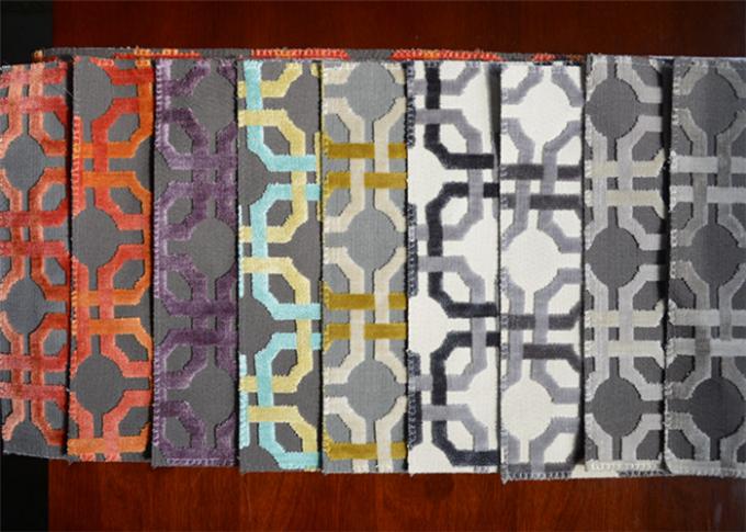 JD 164 Geometrical Design Polyester Velvet Fabric For Home Textiles / Sofa