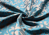 China Silk Jacquard Woven Fabric For Dress , Blue Polyester Jacquard Fabric distributor