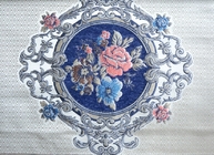 Blue Flower Design Embroidered Curtain Fabric For Hometextile for sale