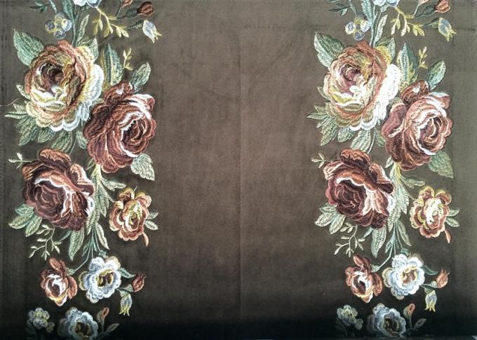 Polyester Embroidered Curtain Fabric / Velvet Embroidered Fabric