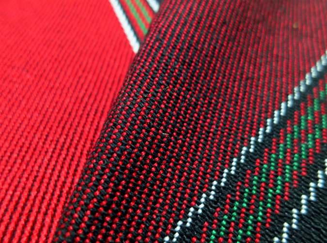 Red and Black Striped Curtain Sadu Fabric Soft Geometric Pattern