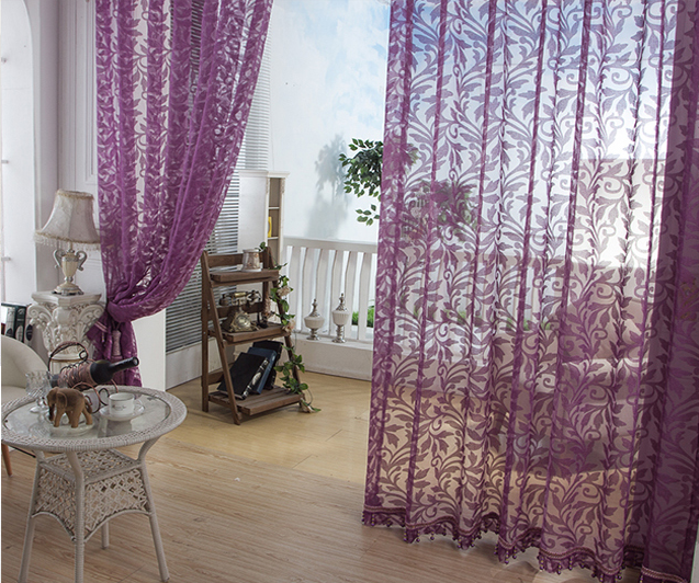 Plain Sheer Purple Light Curtain Fabric Voile Material Lightweight