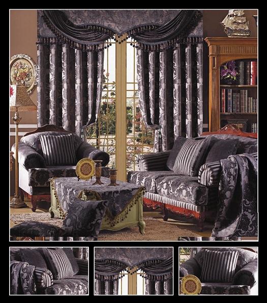 Classic Brown Chenille Upholstery Fabric / Chenille Damask Fabric