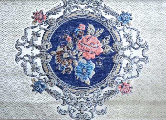 Blue Flower Design Embroidered Curtain Fabric For Hometextile